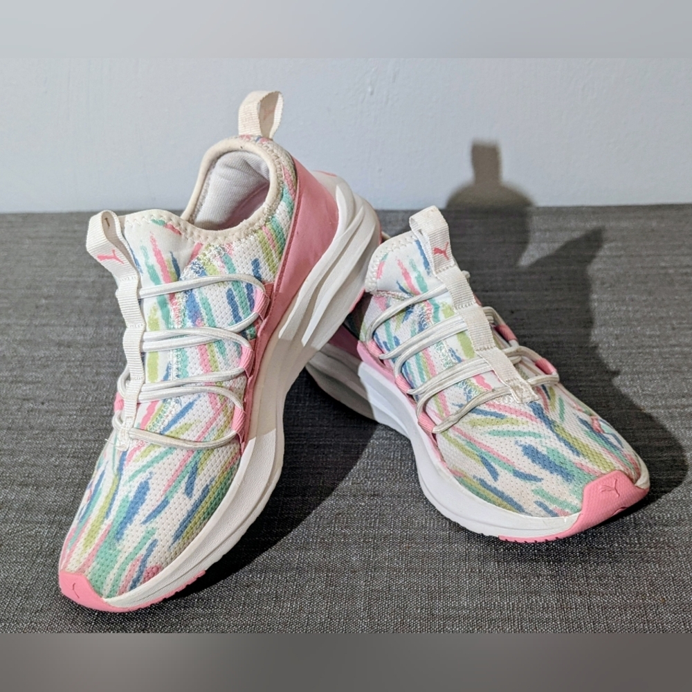 Puma Kids Softride One4All Sneakers - Multicolor with Pink Accents, size 4Y